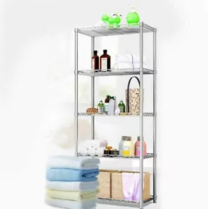 Silver 5 Tier Metal Storage Rack/Shelving Wire Shelf Kitchen/Office Units - Picture 1 of 3