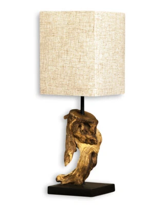 Tischleuchte Massivholz Lampe Tischlampe aus Holz Holzlampe Treibholz 45cm hoch - Bild 1 von 4