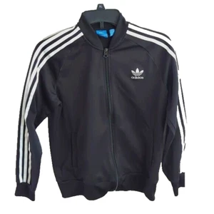 Adidas Kids Track Varsity Jacket Black White size 13/14 - Picture 1 of 4