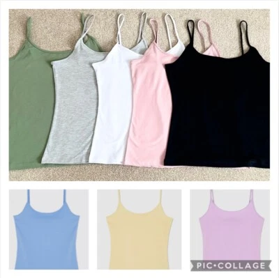 💖💘Primark Ladies Women Stretch Cami Vest Nude Black Strap Top Size 4-24 💖💘 - Image 1 of 4