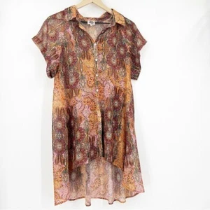 Ivy Jane Semi Sheer Tunic Top High Low Size S Boho Western Cowgirl Flowy - Picture 1 of 5