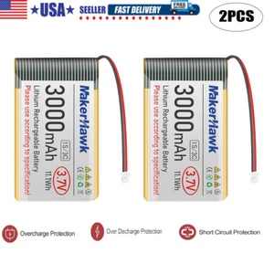 2x 3.7V 3000mAh LiPo Battery 1S 3C 103665 Micro JST 1.25 Plug for Arduino ESP32 - Picture 1 of 8
