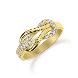 14k Gold Buckle Infinity CZ Ring - Picture 1 of 6