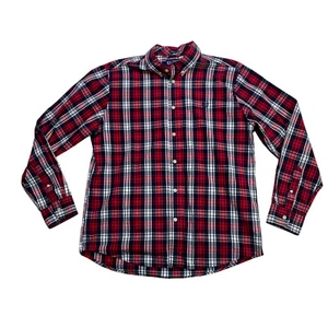 Chaps Ralph Lauren Custom Fit Shirt Mens Size Large Plaid Red Navy Long Sleeve - Picture 1 of 8