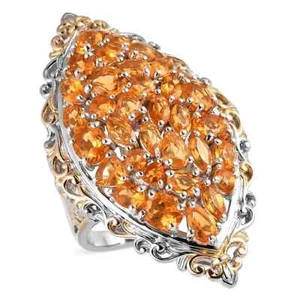WOW! 4.10ctw Salamanca Fire Opal Elongated Ring Platinum Plated Size 7 - Picture 1 of 6