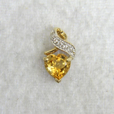 Colgante corazón topacio citrino oro 9ct Foto 1 de 4