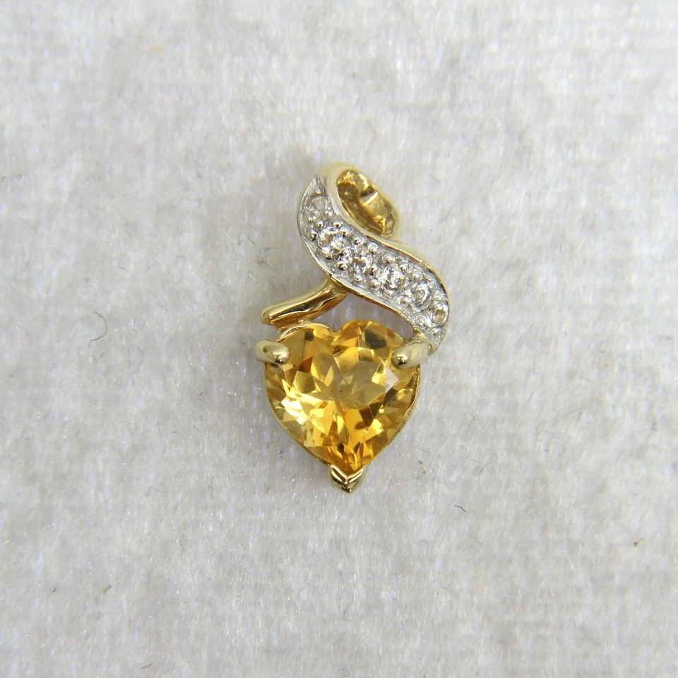 Colgante corazón topacio citrino oro 9ct Foto 1 de 4