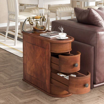 Tribesigns Mesa Estrecha Sofá Mesa Auxiliar Delgada Madera Mesita de Noche con 2 Cajones Foto 1 de 4