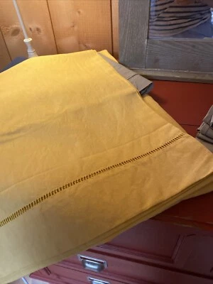 Housse de traversin en lin ancien couleur safran - Photo 1/3