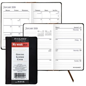 2026 At-A-Glance 74-01 Fine Diary Weekly Monthly Planner, Genuine Leather - Picture 1 of 9