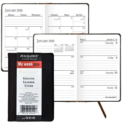 2026 At-A-Glance 74-01 Fine Diary Weekly Monthly Planner, Genuine Leather - Image 1 of 4