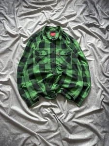 Supreme Button Up Shirt M Green Buffalo Check Plaid Long Sleeve Classic - Picture 1 of 10