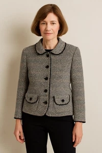 Cárdigan suéter chaqueta punto vintage años 70 CASTLEBERRY cuello Peter Pan S - Imagen 1 de 6