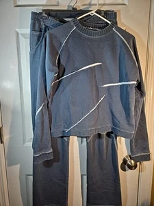 LOUNGEWEAR 2-Piece Blue Super Soft  Size M (Bust 40, Waist 34) Boutique Outfit - Picture 1 of 12