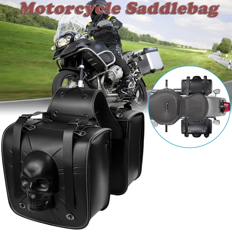Motorcycle Saddle Bag Tool Side Bag Fit For Yamaha Virago XV400 XV535 Foto 1 de 4