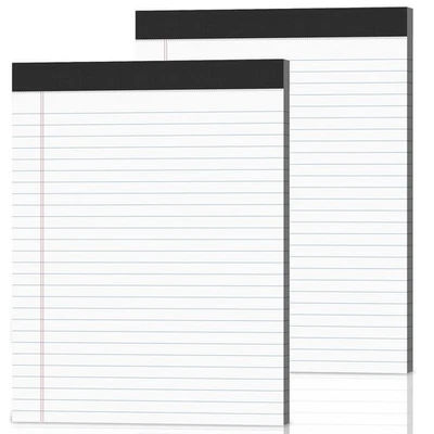 NICHELA 2-Pack Legal Pads 8.5"x11" Wide Ruled Note Pads - 100 Sheets (50/Pad) with Mi...