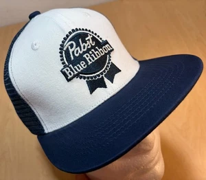 NEU Pabst Labs blaues Band Kappe Truckermütze Netz Druckknopflasche Smile You’re High Beer - Bild 1 von 12