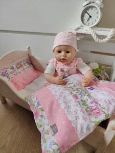  Rosatraum ❤PuppenWendebettwäsche❤PuppenwagenGarnitur❤Baby Born Handmade Neu - Bild 1 von 8