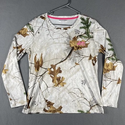 Realtree 衬衫女式大号 12-14 迷彩长袖狩猎户外聚酯纤维 — 第 1/4 张图片