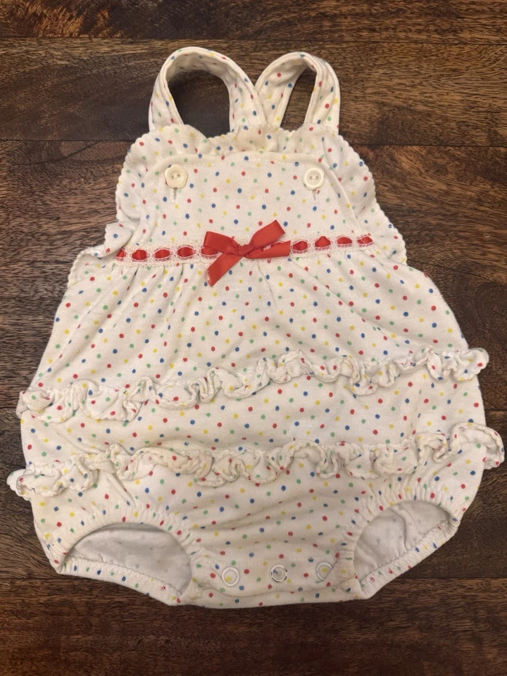 Mono mameluco vintage Carters con volantes lunares blancos 12 meses niñas Foto 1 de 4
