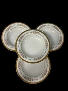 MIKASA - COLONY GOLD (SCROLL & DOT) - FINE PORCELAIN SOUP BOWLS - SET OF 4 - Picture 1 of 8