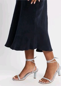 Caverley Lulu Heels Sky Blue Leather Scrappy Block Heel Party Cocktail 40 $160 - Picture 1 of 10