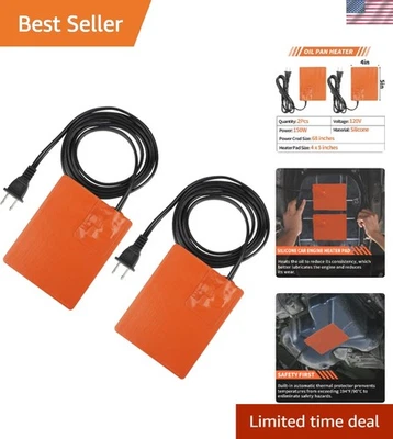 2 упаковки 4x5 дюймов 150 Вт 120 В силиконовая прокладка для поддона масла двигателя с защитой 194°F - Изображение 1 из 4
