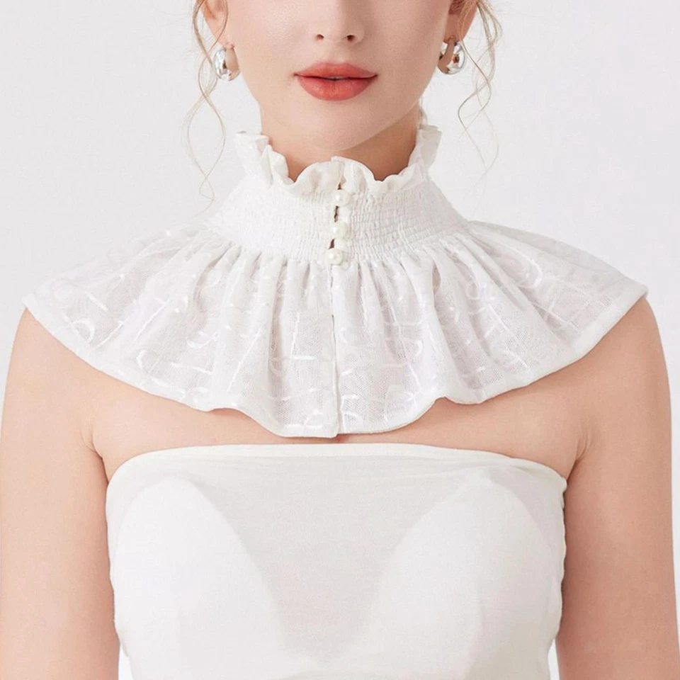 Colletto finto decorativo pratico morbido staccabile per camicie maglioni - Immagine 1 di 4