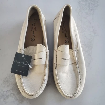 Новые женские белые/белые кожаные мокасины Enzo Tesoti с ценником сделано в Испании 8/8,5 - Изображение 1 из 4