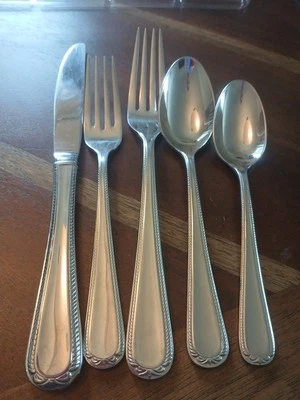 Lenox Vintage Jewel 5pc Place Set 18/10 Stainless Flatware fork knife sp xtras - Image 1 of 4