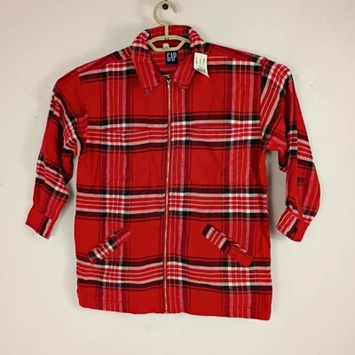 VTG Deadstock 90s Gap Red Plaid Zip Flannel Youth Size Large New - Image 1 of 4