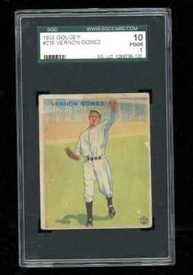 1933 Goudey R319 Vernon Gomez #216 Rookie SGC 1 New York Yankees ZK9757 - Image 1 of 2
