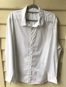 Uniqlo White Shirt 100% Cotton Men’s 2XL Fine Dot Print As New 2XXL - Picture 1 of 8