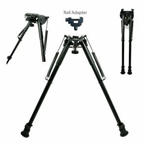9" to 13" Long Adjustable Spring Return Sniper Hunting Rifle Bipod + Adapter - Picture 1 of 7