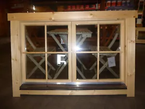 Holzfenster Doppel-, Isolierglas 1380x880mm für Ferien- oder Gartenhaus f. 44 mm - Bild 1 von 14