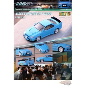 INNO64 1:64 Scale Nissan Skyline R34 Baby Blue Hong Kong ToyCar Salon 2022 Limit - Picture 1 of 2