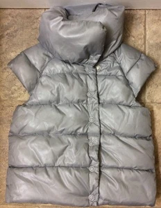 CRAZY 8 Enchanted Garden Girl's Shiny Silver Gray Winter Puffer Vest Sz L 10/12 - Picture 1 of 4