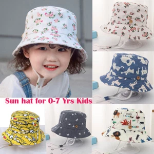 Baby Summer Sun Hats Children Boys Girls Sun Protection Cap Bucket Hat Patterned - Picture 1 of 17