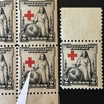 54468 US Stamps Sc #702 Hold Up Shift Red-Cross Plate Block 14 Errors MNHOG EFO* - Image 1 of 3