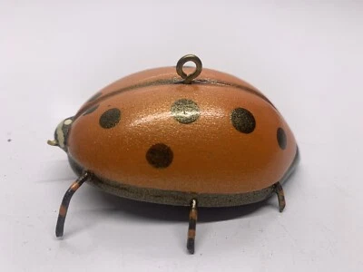 Metal Painted Ladybug Decoration Orange Art Work Display Sculpture - Image 1 of 4