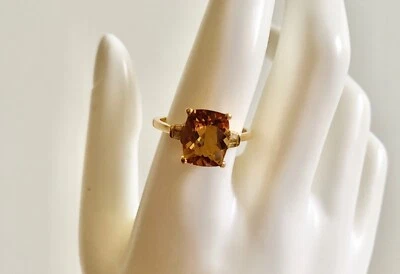 Anillo de diamantes amarillos naturales de escapolita dorada premium - talla 10 (3,75 quilates) Foto 1 de 4