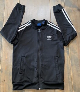 ADIDAS Boy's Long Sleeve Full Zipper Black Track Athletic Jacket Size: M (11-12) - Picture 1 of 11