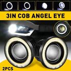Universal 3" Round Projector White Led Drl Halo Angel Eyes Fog Lights Lamp 2Pc