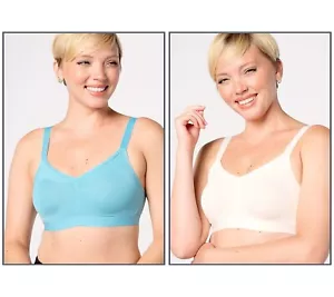 Cuddl Duds Taglia M Set di 2 Bralette di Supporto Micro Extra Liscio A511160 BLU/BIANCO - Foto 1 di 3