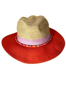 NWOT KALLINA Woven Hat w Guatemalan Fabric Band Sun Hat Ladies Adjustable NICE - Picture 1 of 7