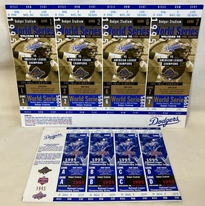 Los Angeles Dodgers 1995 Phantom World Series & Playoff Tickets Uncut Sheets - Picture 1 of 5