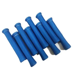 1200° BLUE SPARK PLUG WIRE BOOTS HEAT SHIELD PROTECTOR SLEEVE SBC BBC 350 X8 - Picture 1 of 5