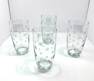 Pampered Chef Frosted White Dots Highball Drinking Glasses 4 Discontinued READ - Picture 1 of 21