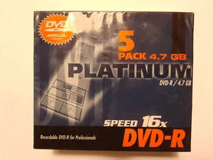 Platinum DVD-R 16x-- 5-pack sealed - Afbeelding 1 van 3