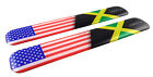 USA Jamaica Flag Domed Decal Emblem Resin car stickers 5"x 0.82" 2pc.